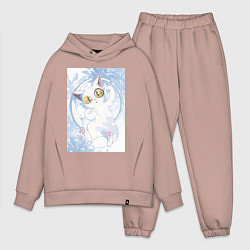 Мужской костюм оверсайз Судзумэ закрывающая двери Дайджин кот, цвет: пыльно-розовый