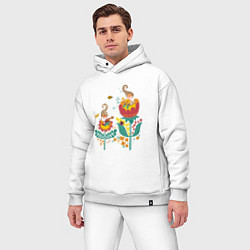 Мужской костюм оверсайз Милые гномы в цветах, цвет: белый — фото 2