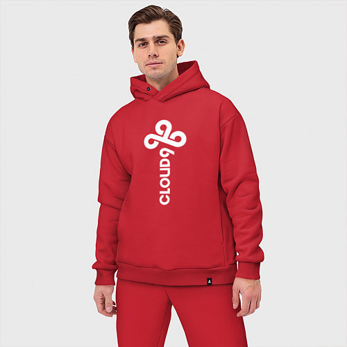 Мужской костюм оверсайз Cloud9 - vertical logo / Красный – фото 3