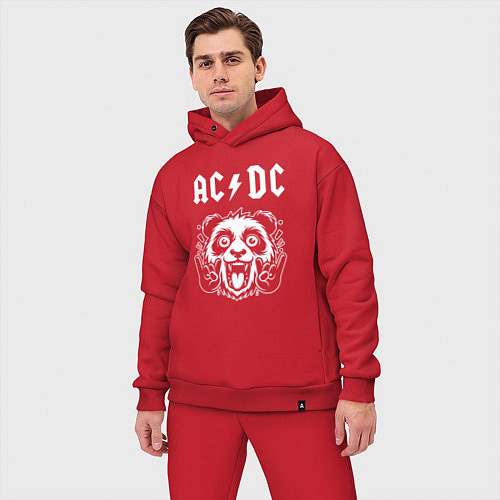 Мужской костюм оверсайз AC DC rock panda / Красный – фото 3