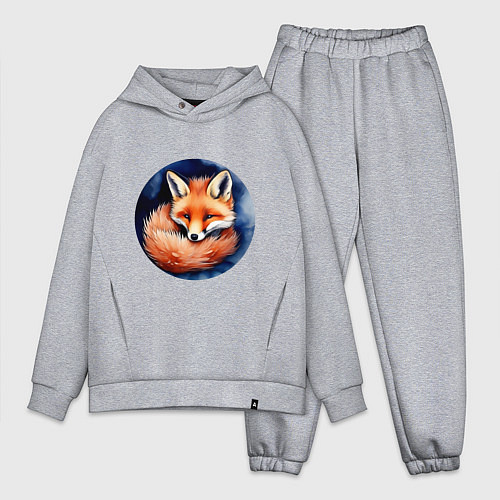 Мужской костюм оверсайз Лисенок в норе клубочком / Меланж – фото 1