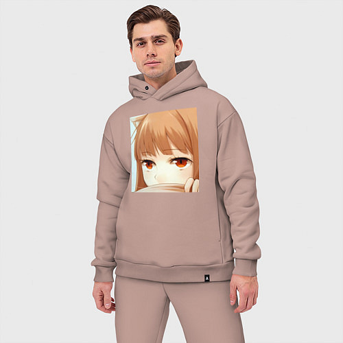 Мужской костюм оверсайз Волчица и пряности Холо / Пыльно-розовый – фото 3