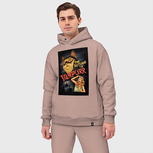 Мужской костюм оверсайз Кот возвращение вампира / Пыльно-розовый – фото 3