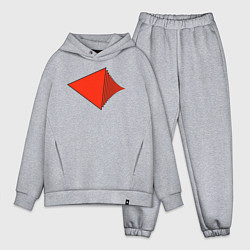 Мужской костюм оверсайз Красные треугольники в перспективе