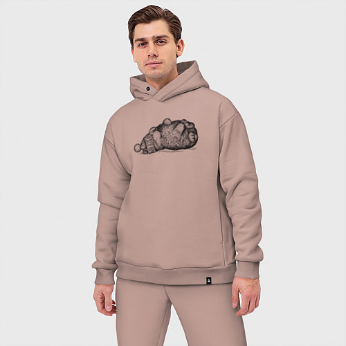 Мужской костюм оверсайз Кролик в шапке отдыхает / Пыльно-розовый – фото 3