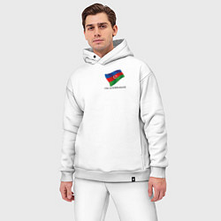 Мужской костюм оверсайз Im Azerbaijani - motto, цвет: белый — фото 2