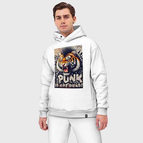 Мужской костюм оверсайз Cool tiger - punks not dead / Белый – фото 3