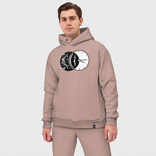 Мужской костюм оверсайз Космическое время / Пыльно-розовый – фото 3