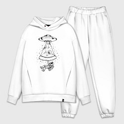 Мужской костюм оверсайз Космонавт и пицца, цвет: белый