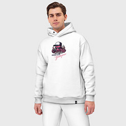 Мужской костюм оверсайз Учёный осьминог с компьютером и кофе, цвет: белый — фото 2