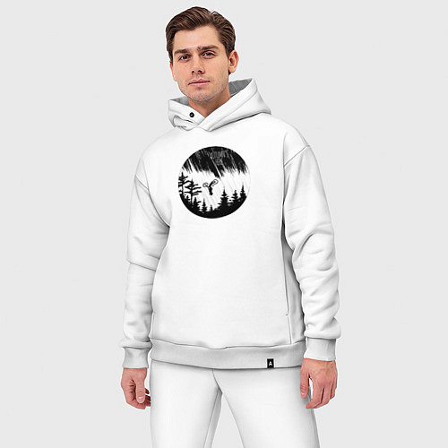 Мужской костюм оверсайз Осенний велосипедный закат / Белый – фото 3