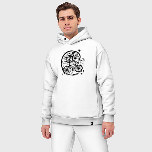 Мужской костюм оверсайз Байк абстракция / Белый – фото 3