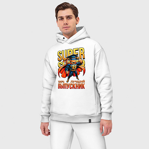 Мужской костюм оверсайз Super выпускник / Белый – фото 3