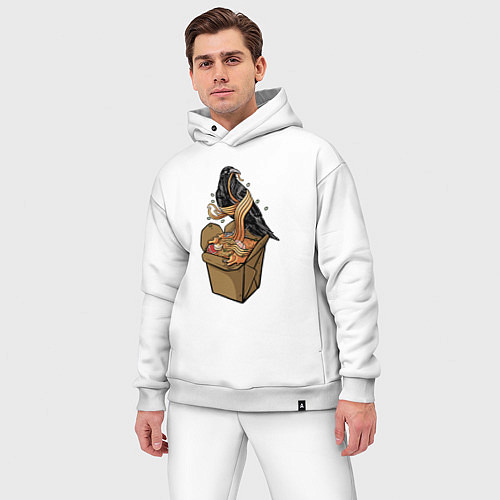 Мужской костюм оверсайз Ворон и лапша / Белый – фото 3