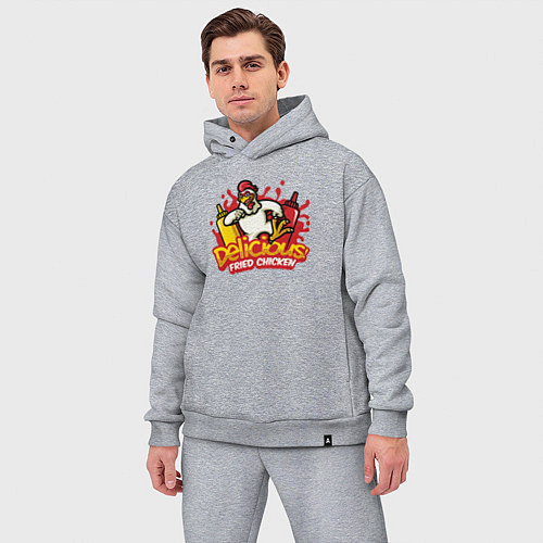 Мужской костюм оверсайз Жареный цыплёнок / Меланж – фото 3