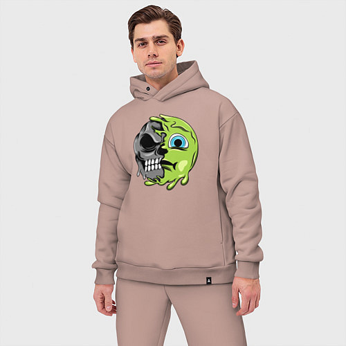 Мужской костюм оверсайз Green smile / Пыльно-розовый – фото 3
