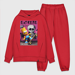 Мужской костюм оверсайз Bart Simpson and skateboard - extreme, цвет: красный