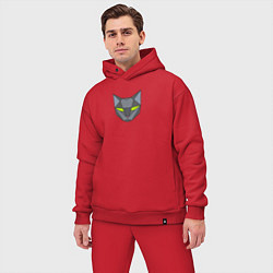 Мужской костюм оверсайз Геометрический кот, цвет: красный — фото 2