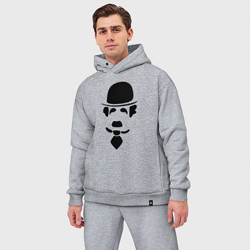 Мужской костюм оверсайз Чаплин лого / Меланж – фото 3