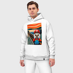 Мужской костюм оверсайз Марио кричит - мем нейросеть, цвет: белый — фото 2