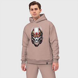 Мужской костюм оверсайз Красный киберпанк самурай, цвет: пыльно-розовый — фото 2