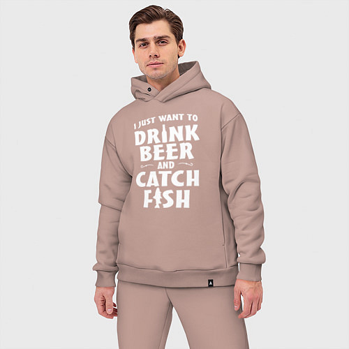 Мужской костюм оверсайз Хочу пить и ловить рыбу / Пыльно-розовый – фото 3
