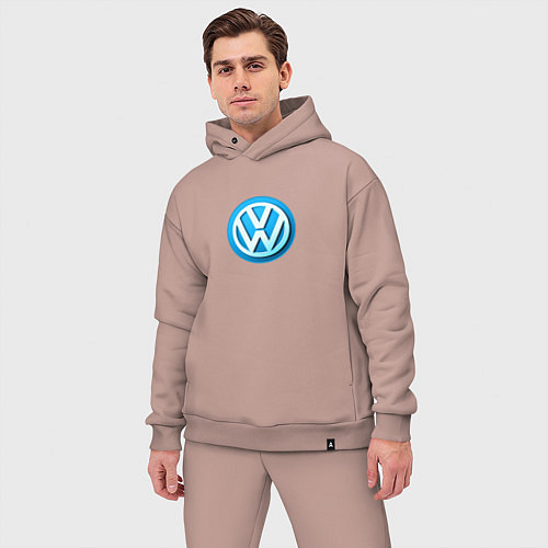 Мужской костюм оверсайз Volkswagen logo blue / Пыльно-розовый – фото 3