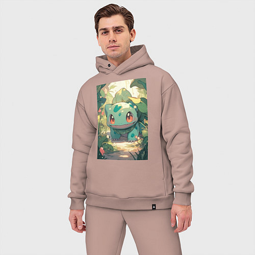 Мужской костюм оверсайз Покемон Бульбазавр / Пыльно-розовый – фото 3