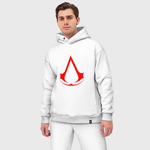 Мужской костюм оверсайз Red logo of assassins / Белый – фото 3