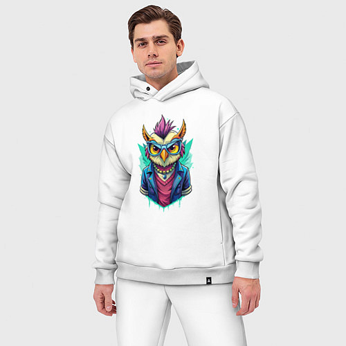 Мужской костюм оверсайз Стильная модная сова / Белый – фото 3