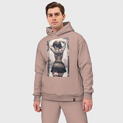 Мужской костюм оверсайз Татуированная спина девушки, цвет: пыльно-розовый — фото 2