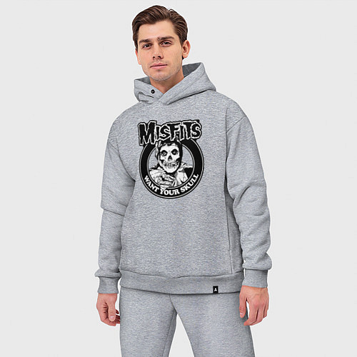Мужской костюм оверсайз Misfits want your skull / Меланж – фото 3