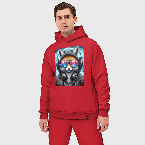 Мужской костюм оверсайз Urban fox - ai art / Красный – фото 3