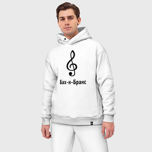 Мужской костюм оверсайз Скрипичный ключ Бах и Брамс черный / Белый – фото 3