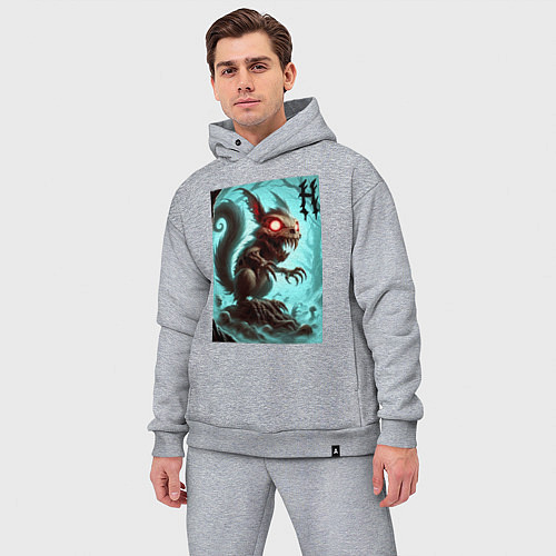 Мужской костюм оверсайз Жуткая белка - хэллоуин / Меланж – фото 3