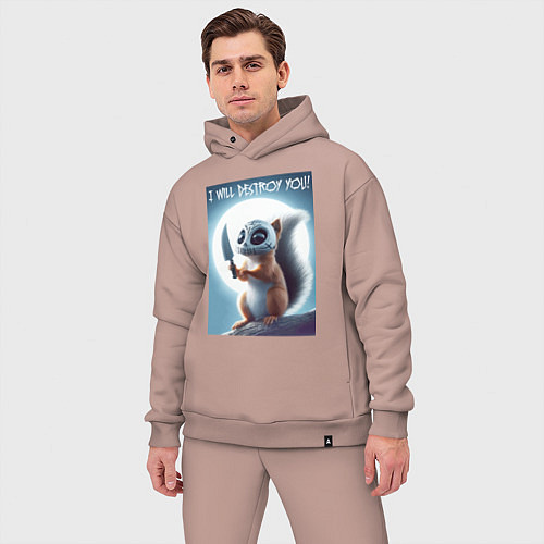 Мужской костюм оверсайз I will destroy you - halloween / Пыльно-розовый – фото 3