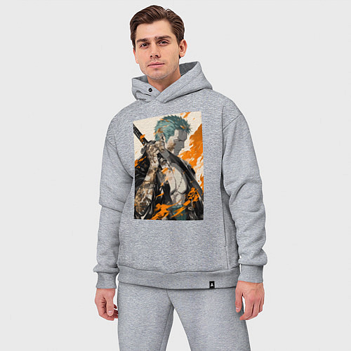 Мужской костюм оверсайз Ван-Пис Зоро Ророноа фехтовальщик / Меланж – фото 3