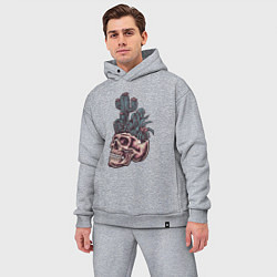 Мужской костюм оверсайз Кактус в черепе, цвет: меланж — фото 2
