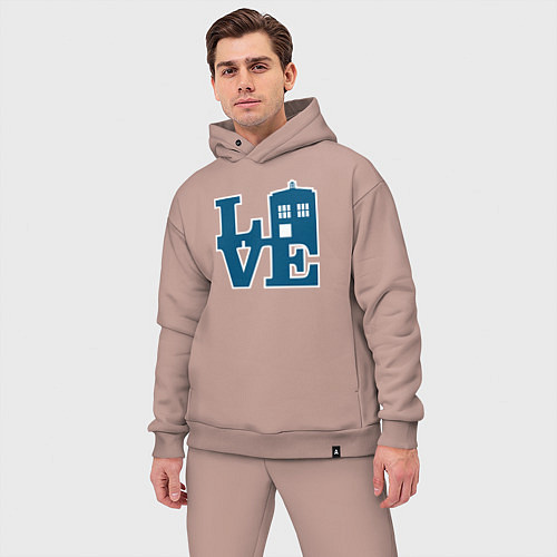 Мужской костюм оверсайз Love doctor who / Пыльно-розовый – фото 3