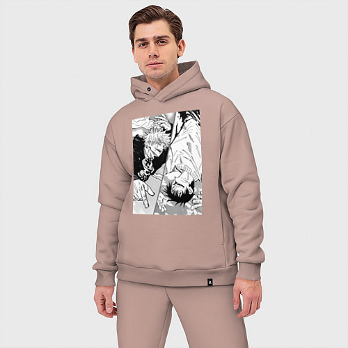 Мужской костюм оверсайз Магическая битва Сатору Годзё Тоджи / Пыльно-розовый – фото 3