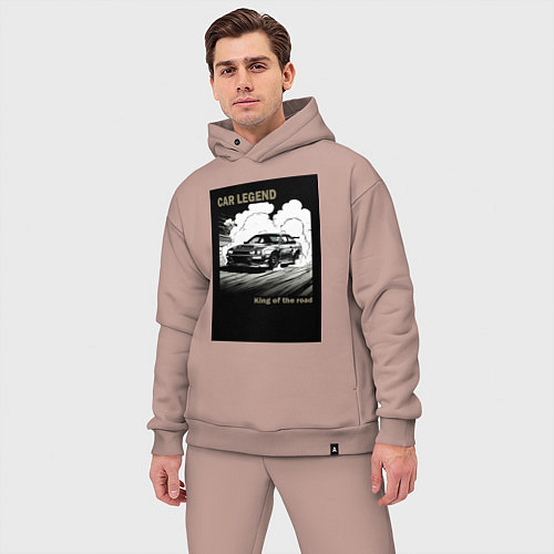 Мужской костюм оверсайз Японский корч / Пыльно-розовый – фото 3