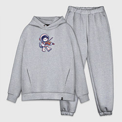 Мужской костюм оверсайз Космонавт играет на скрипке, цвет: меланж