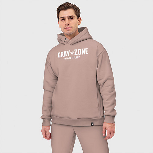 Мужской костюм оверсайз Gray zone warfare logo / Пыльно-розовый – фото 3