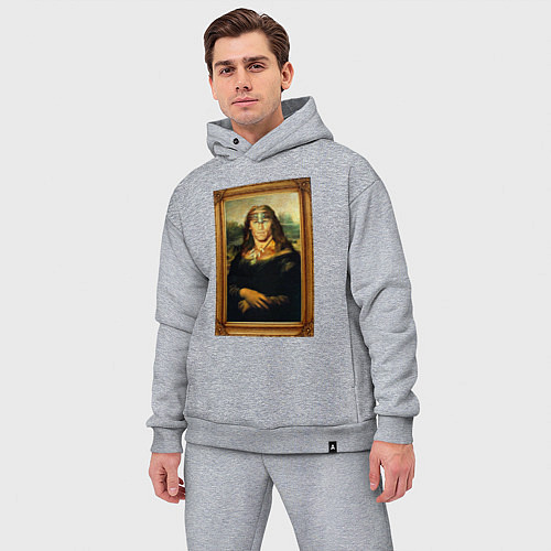 Мужской костюм оверсайз Шварценеггер в образе мона лизы / Меланж – фото 3