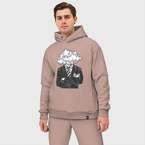 Мужской костюм оверсайз Босс туча / Пыльно-розовый – фото 3