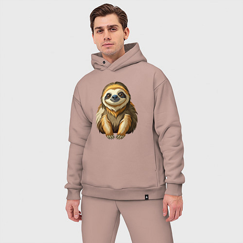 Мужской костюм оверсайз Портрет ленивца / Пыльно-розовый – фото 3