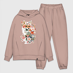 Мужской костюм оверсайз Лисий контур из цветов, цвет: пыльно-розовый