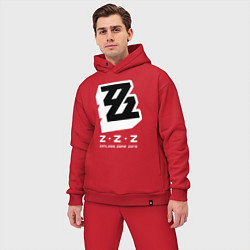 Мужской костюм оверсайз Zenless zone zero лого, цвет: красный — фото 2