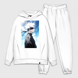 Мужской костюм оверсайз Магическая битва Сатору Годзё в повязке, цвет: белый