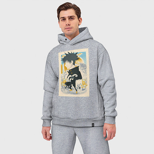 Мужской костюм оверсайз Магическая битва Мэгуми Фусигуро тень / Меланж – фото 3